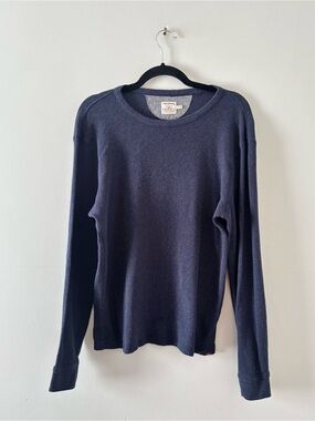 Faherty Men’s Thermal Knitwear Long-Sleeve Thick Knit Shirt Navy Blue